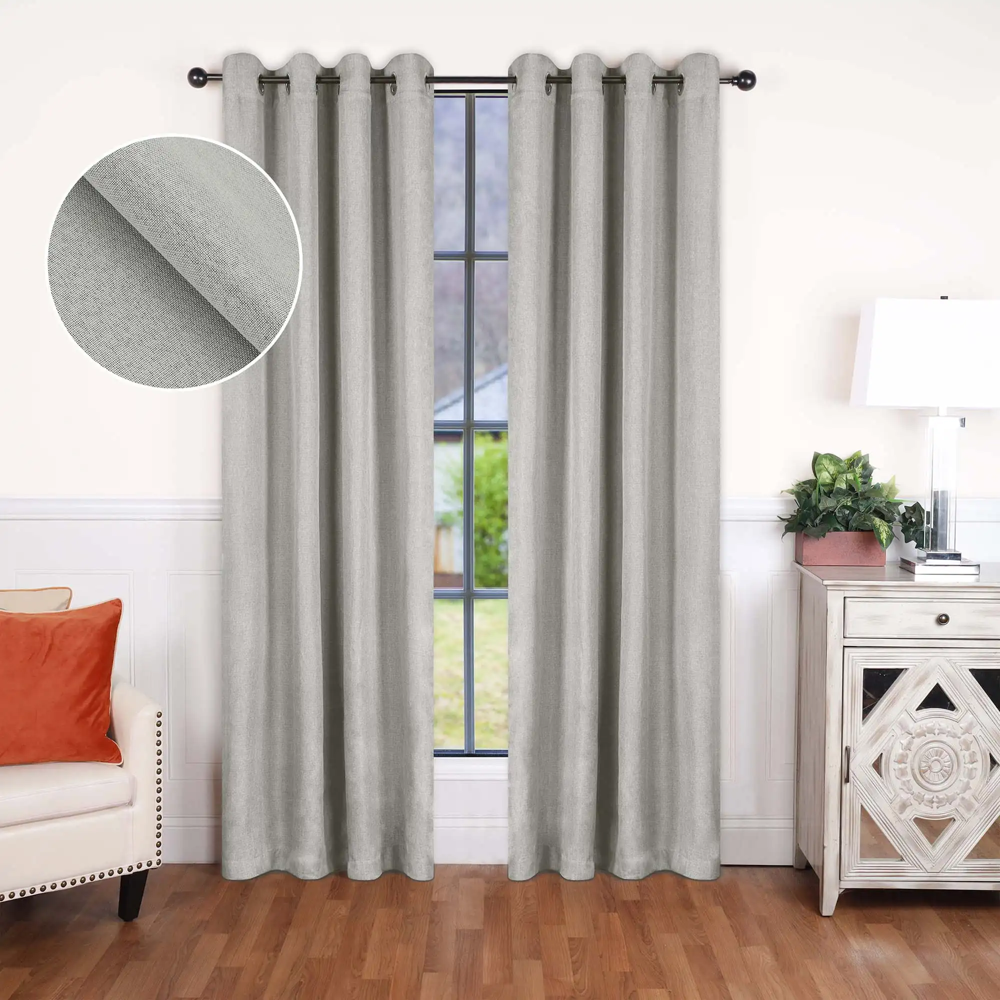 

Linen Blackout Curtains, Grommet Header, Set of 2, 52 X 96, Marshmellow