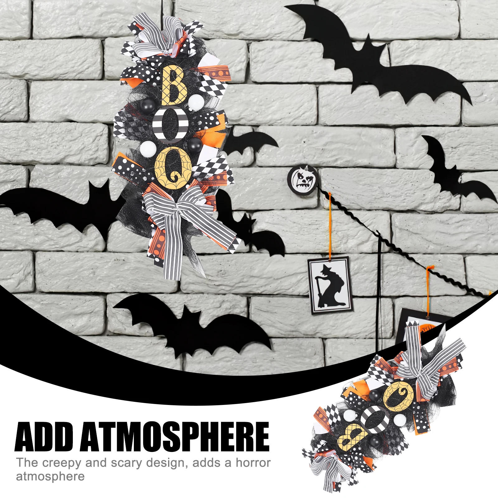 

Halloween Wreath Creative Festival Hanging Ornament Door Embellishment For Party Haunted House Decoration Colorful Cloth Garland