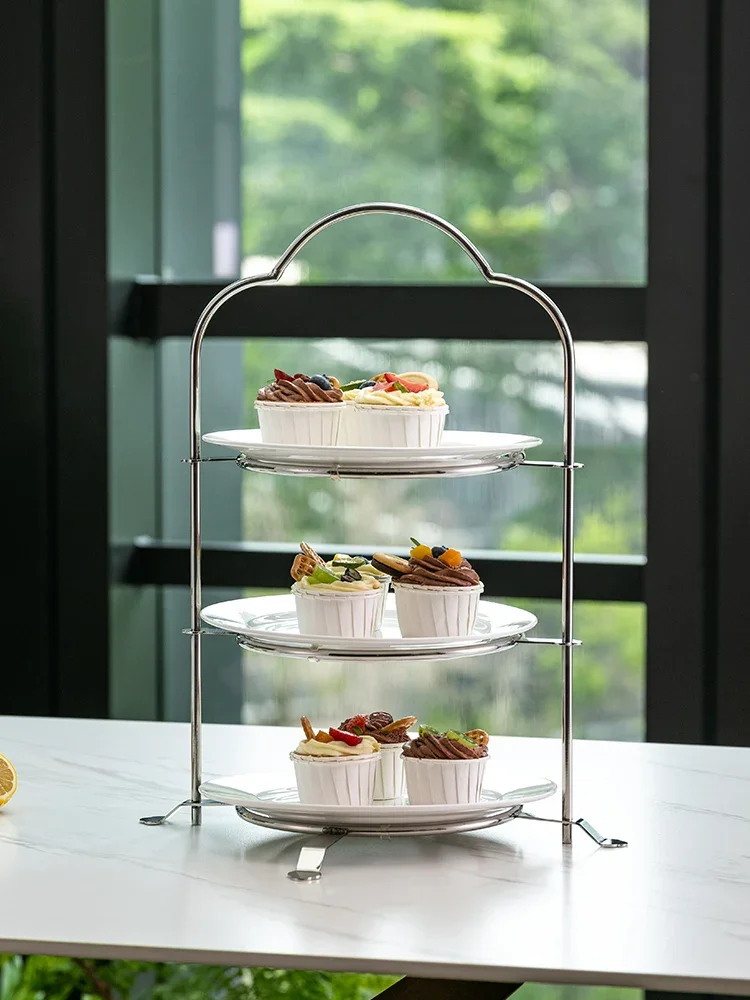 Afternoon Tea Dim Sum Tea Break Table Pastry Tray Cake Shelf Dessert Ornament Display Stand Stainless Steel