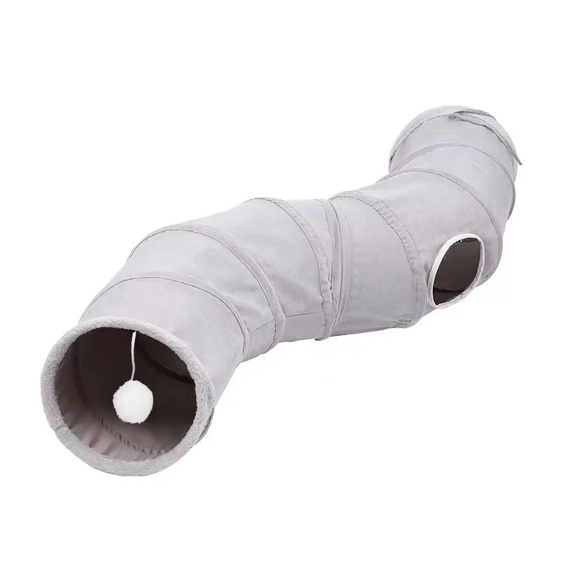 

Foldable cat oh channel suede tunnel cat tunnel Zhiyi cat toy drill barrel channel gray black