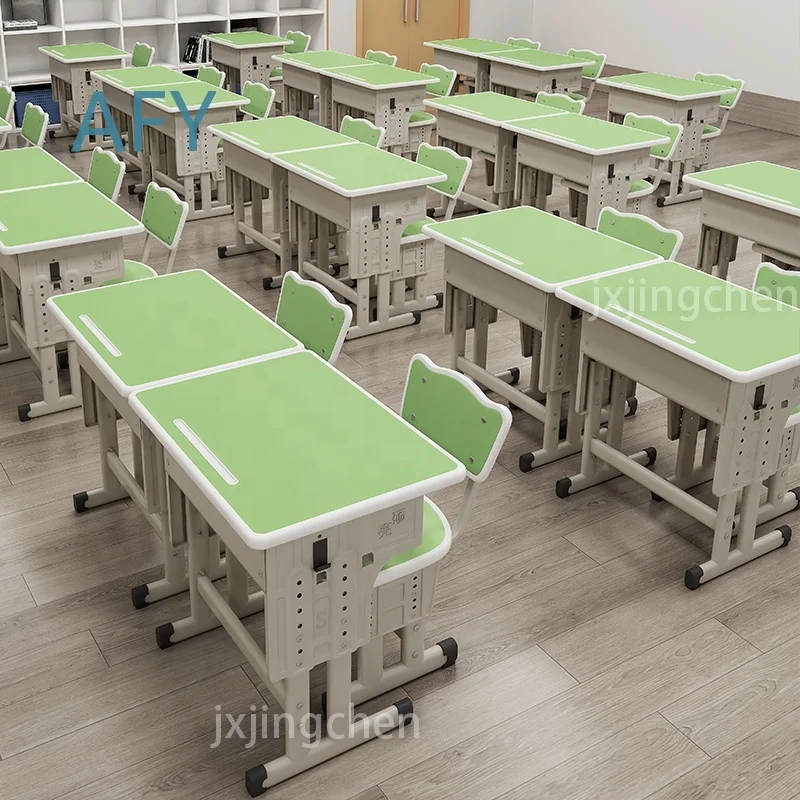 Wood Student Desk and Chair Set for Primary School Classroom Furniture for Student Study Table With Chairs for Kids Learning