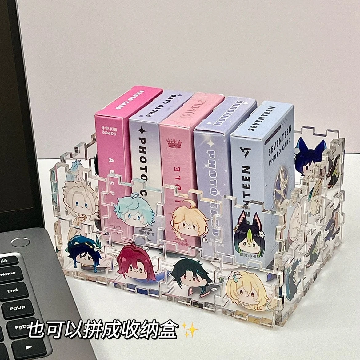 Anime Genshin Impact DIY Bauble Acrylic Jigsaw Puzzle Brush Pot Box Pencil Storage Vase Creative Tangram Table Decor Xmas Gifts