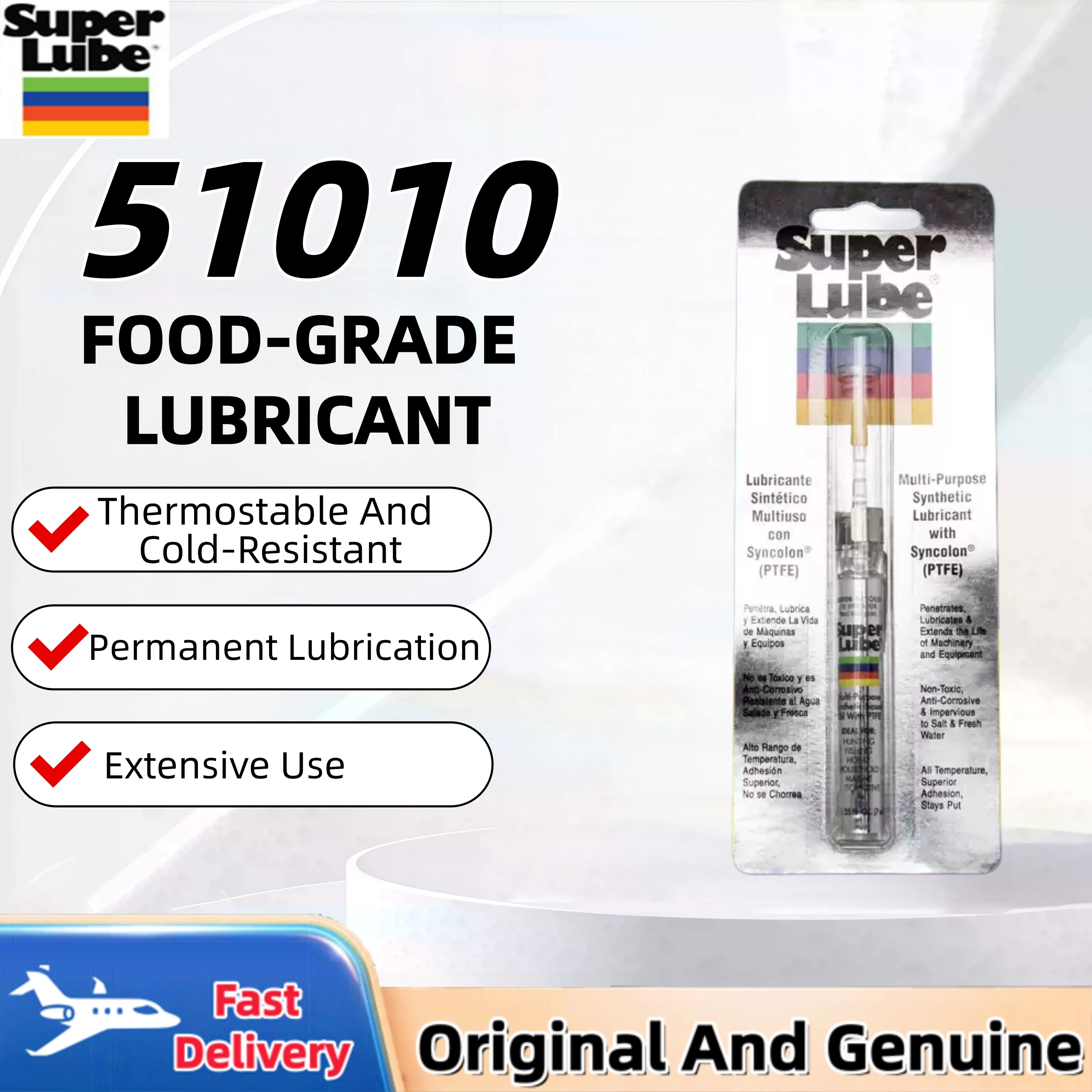 Super Lube 51010 Synthetic Oil Multi-Purpose Food Grade Lubricant with Syncolon PTFE Precision Oiler 0.24 Oz
