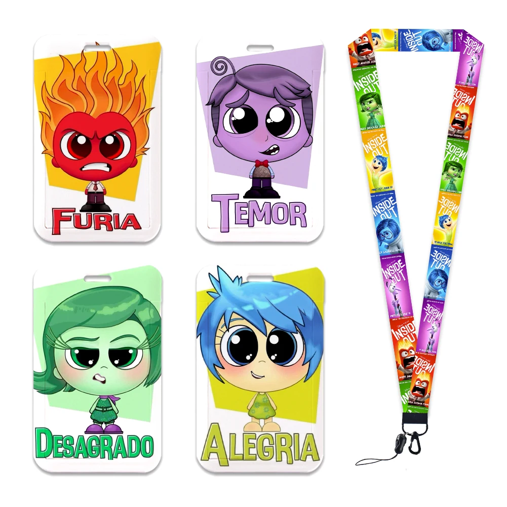 Disney Inside Out 2 Cute Card Case Lanyard ID Badge Holder Strap University Bus Pass Case Cover Slip Bank Credit Card Holder