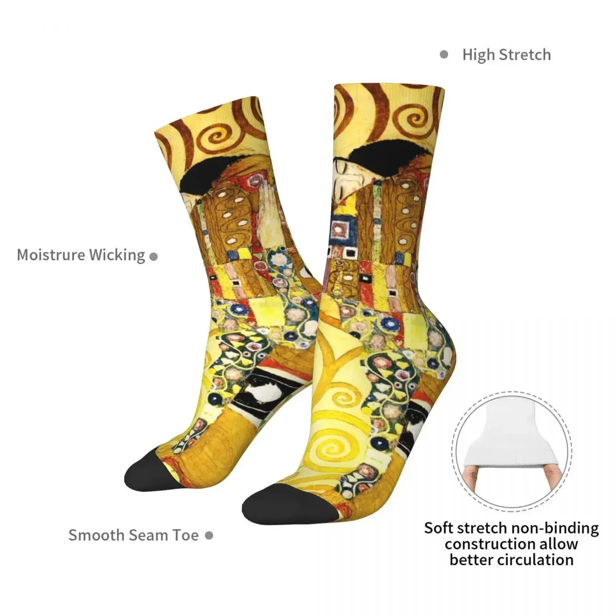 Gustav Klimt The Embrace Socks Harajuku Sweat Absorbing Stockings All Season Long Socks Accessories for Man's Woman's Gifts