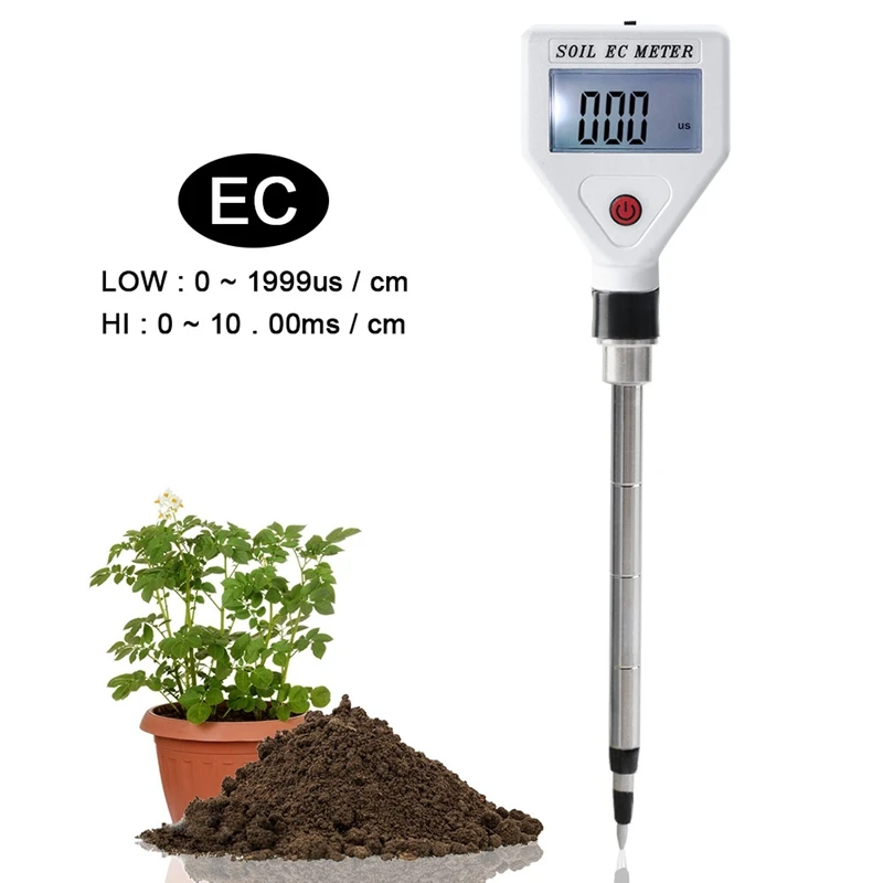 Profissional Solo EC Medidor, Sonda de Metal de Alta Precisão, ATC Condutividade Tester, Detector de Flores, terras agrícolas, 0-18 Us/cm, 1 Pc