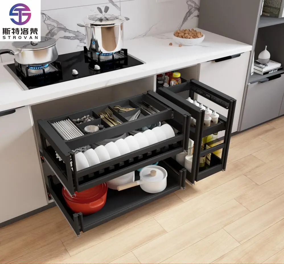 

Kitchen Cabinet Accessories Drawer Basket Slide Stainless Pull Out Basket