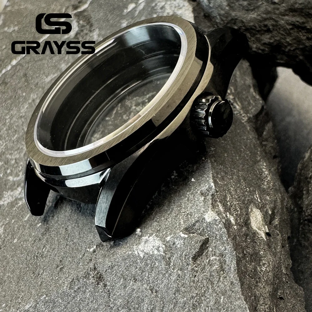 38mm SKX mod PVD Sapphire Crystal Black Dive Watch Case for NH34 NH35 NH36 NH70 20bar Edge Cutting Polishing Milanaise Bracelet