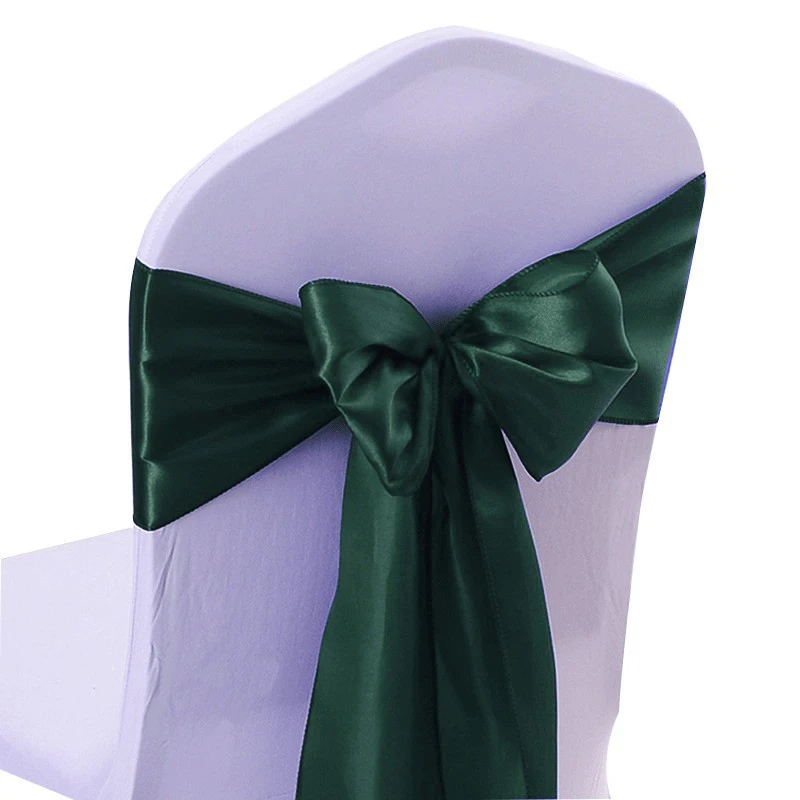 

Dark Green Colour Wedding Decoration Satin Chair Sash Bow Tie Bands Ribbon Birthday Party Celebration Nice Design Shiny Colour