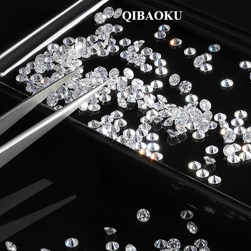 QIBAOKU 1-5mm D Color Loose Gemstones Moissanite Stones VVS1 Round Shape Diamond Excellent Brilliant Pass Diamond Tester 2026