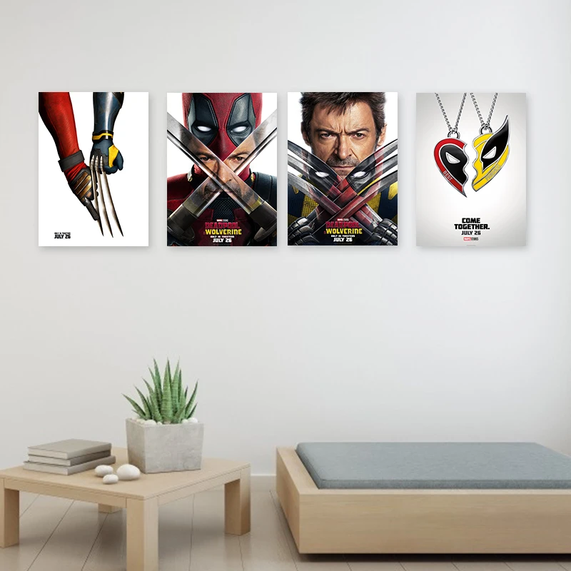 Deadpool & Wolverine Movie Canvas Painting Poster Cuadros Marvel Superhero Wall Art Mural Picture Living Room Decor No Frame