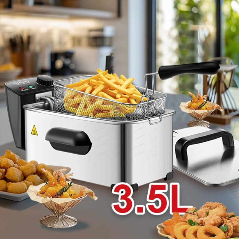3.5L Compact Household Electric Deep Fryer, Multifunctional Kitchen Fryer for Frying Chicken, French Fries