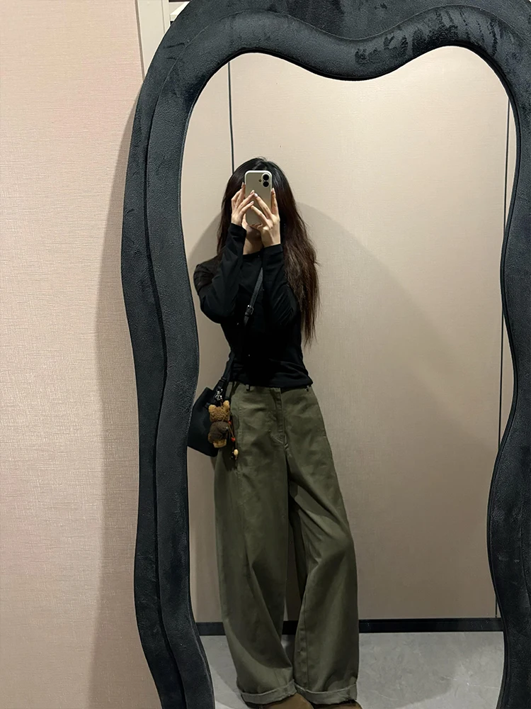 Bla Pure Cotton Base Layer Long Sve T-irt round Ne Slim Fit Versatile Casual Sle Women's Top for Autumn