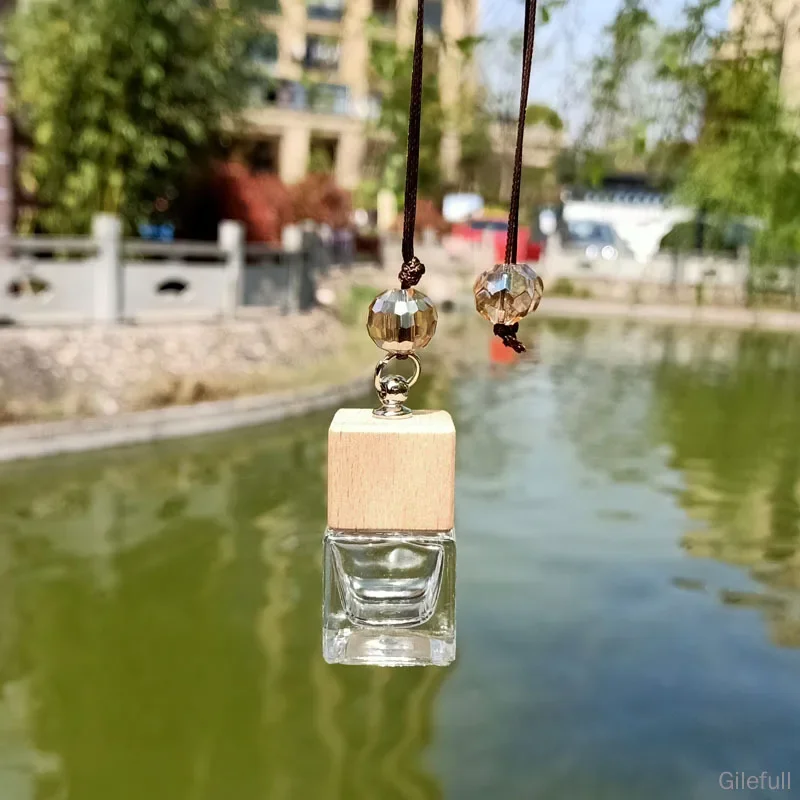 Garrafa de vidro vazia carro pendurado perfume espelho retrovisor ornamento ambientador