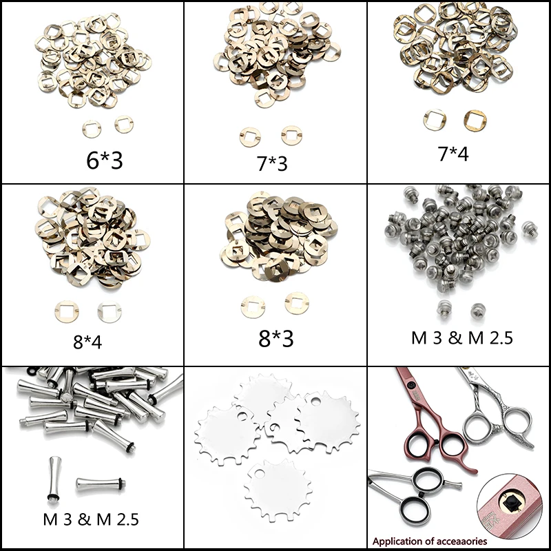 Professional Scissors Screws Parts repair Kit Bumpers/Washers/Stopper/Scissor Screws Keys Muti-Sizes In Box Wholesale Barber Use