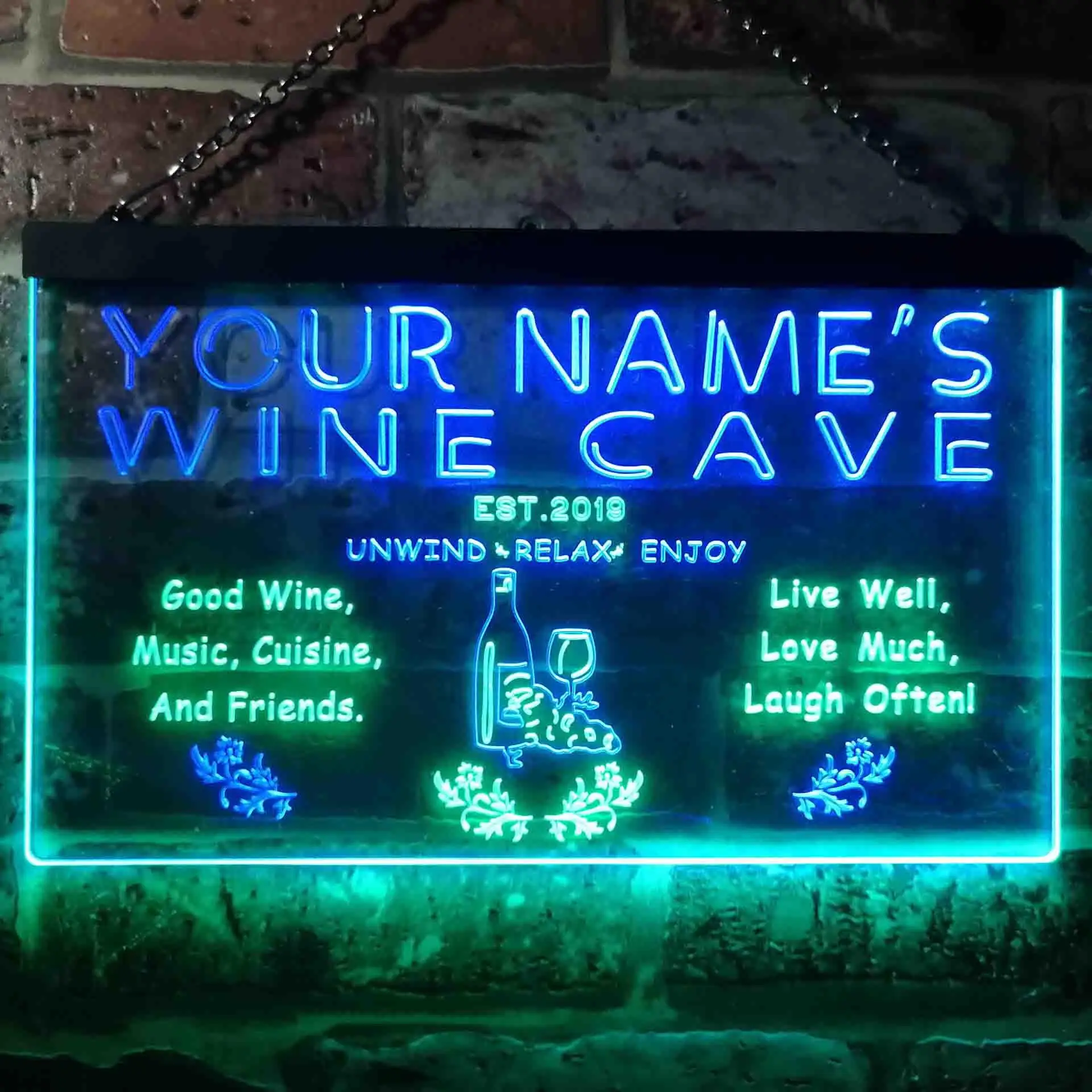 

Personalized Wine Cave Bar Pub Dual Color Led Neon Sign st6-qw-tm