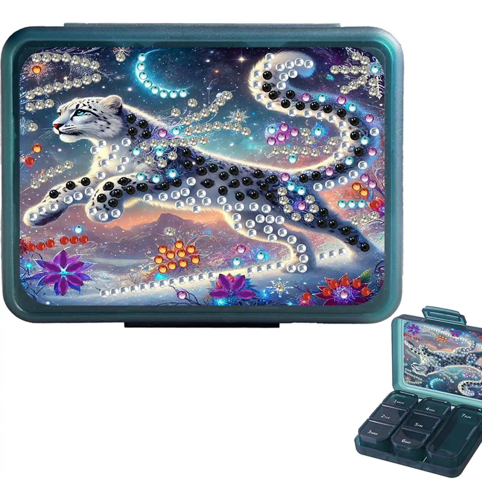 

Rainbow Tree Diamond Art Medicine Box Diamond Painting Pill Case Rhinestones Pill Container Small Pill Organizer for Art Craft