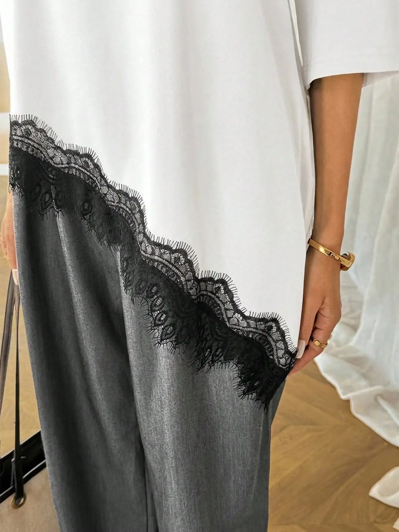 2026 Summer New Arrival Women's Oversized Ruffle Print Leopard Print Padded Lacing Loose Fit T-Shirt image 6
