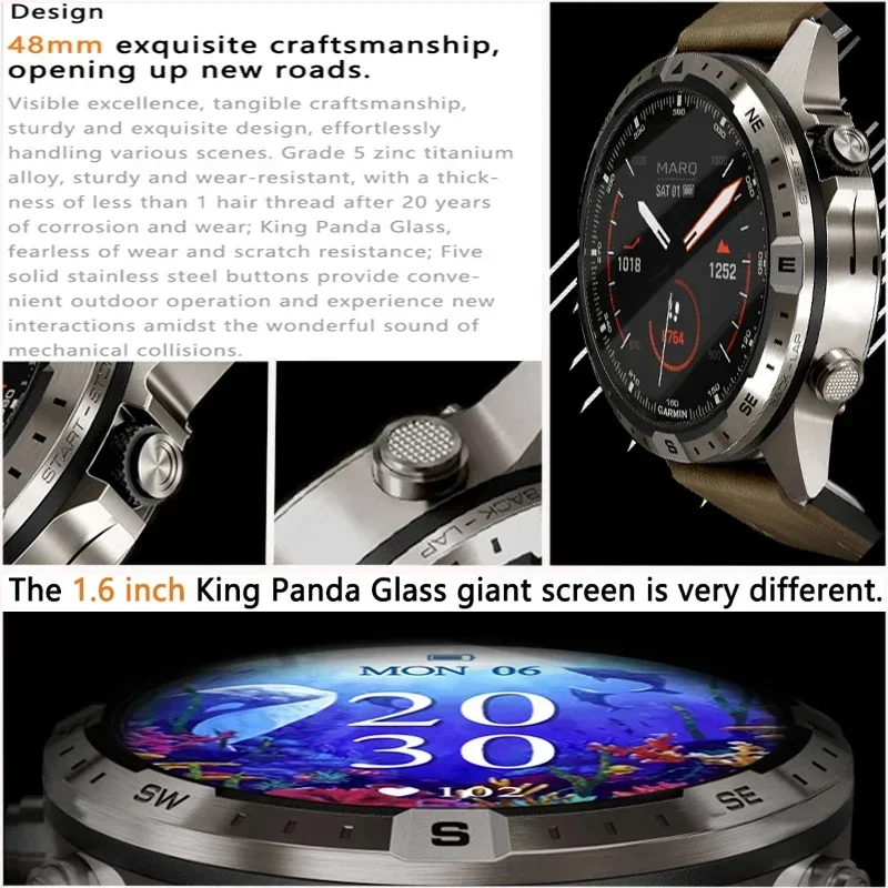 Titanium Alloy Men's Smartwatch - Compass Sports, NFC, Bluetooth Call, IP68 Waterproof, Health Monitoring Smart Watch for Men