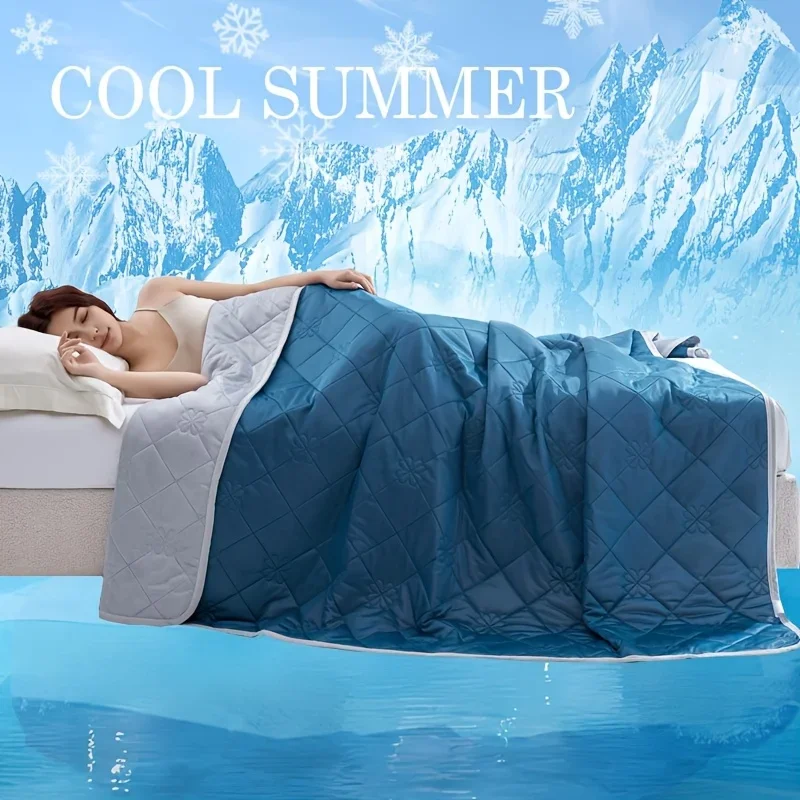 Große Kühldecke für Schläfer, doppelseitige, weiche und leichte Sommerbettwäsche, 100 % Polyester, gewebter gesteppter Überwurf, maschinenwaschbar
