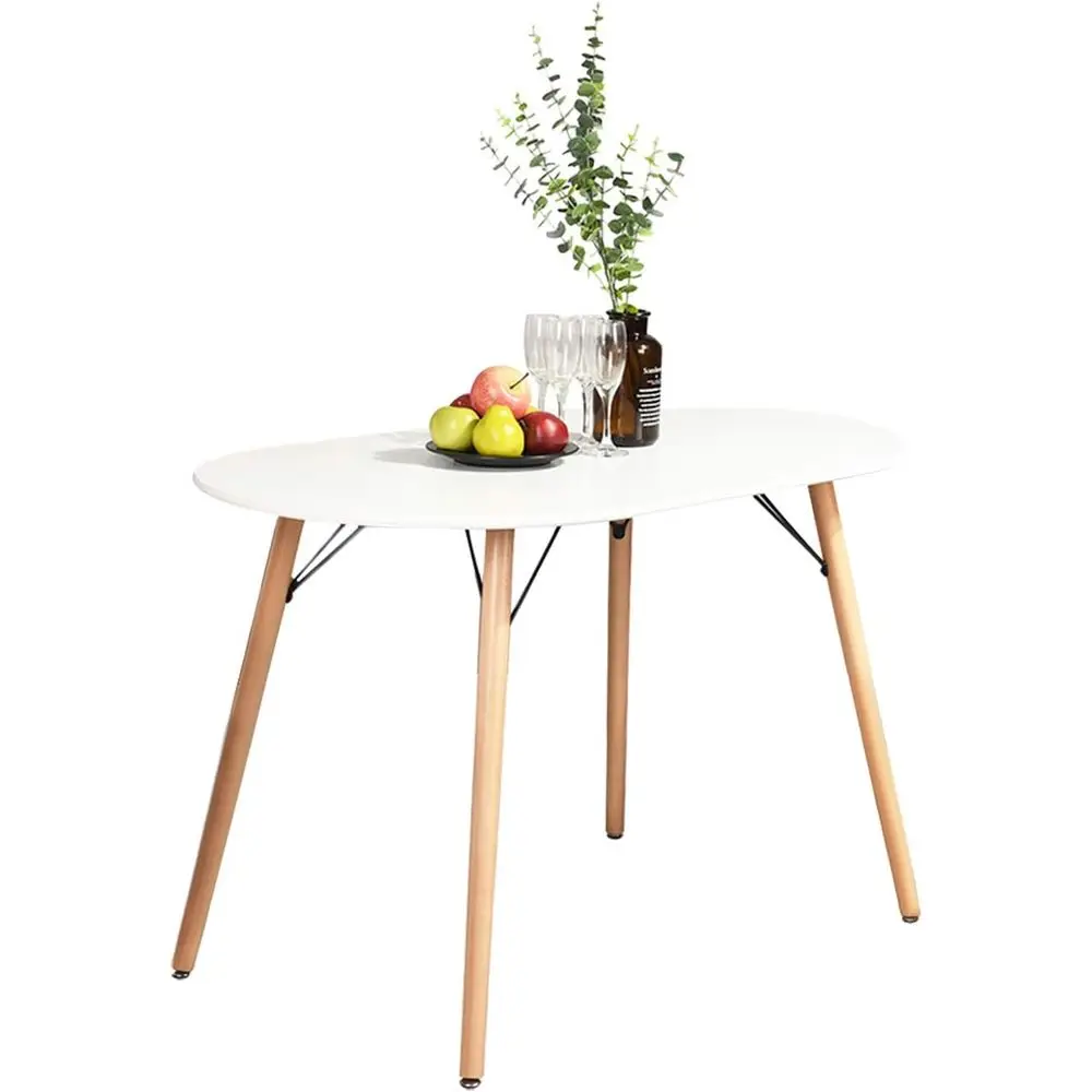 

Oval Century-Style White Dining Table for Kitchen, Office, Living Room, and Bistro Use