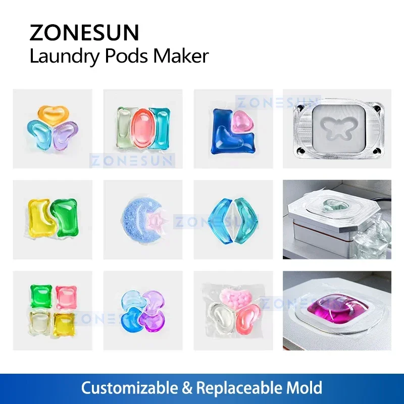 ZONESUN ZS-LP1 Desktop Laundry Pods Maker Semi-Automatic Water Soluble Film Filling Sealing Machine Detergent Pod Sample Machine