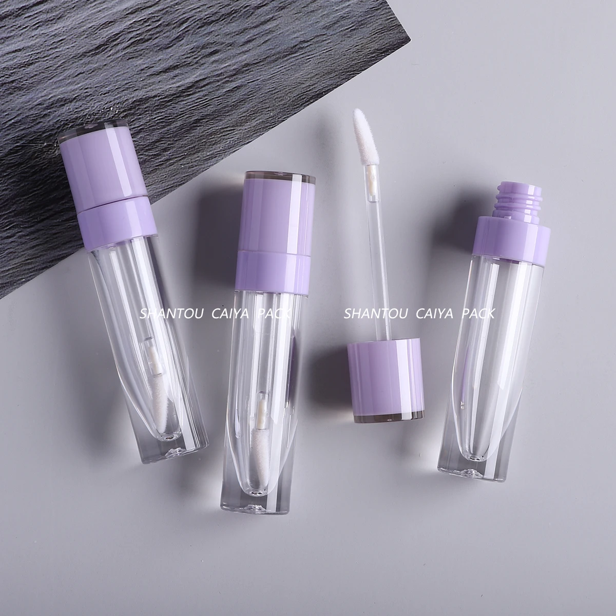 

Plastic Elegant 6ML Light Pink Purple Empty Lip Gloss Tube DIY Liquid Lipstick Container Round Lip Plumper Bottles