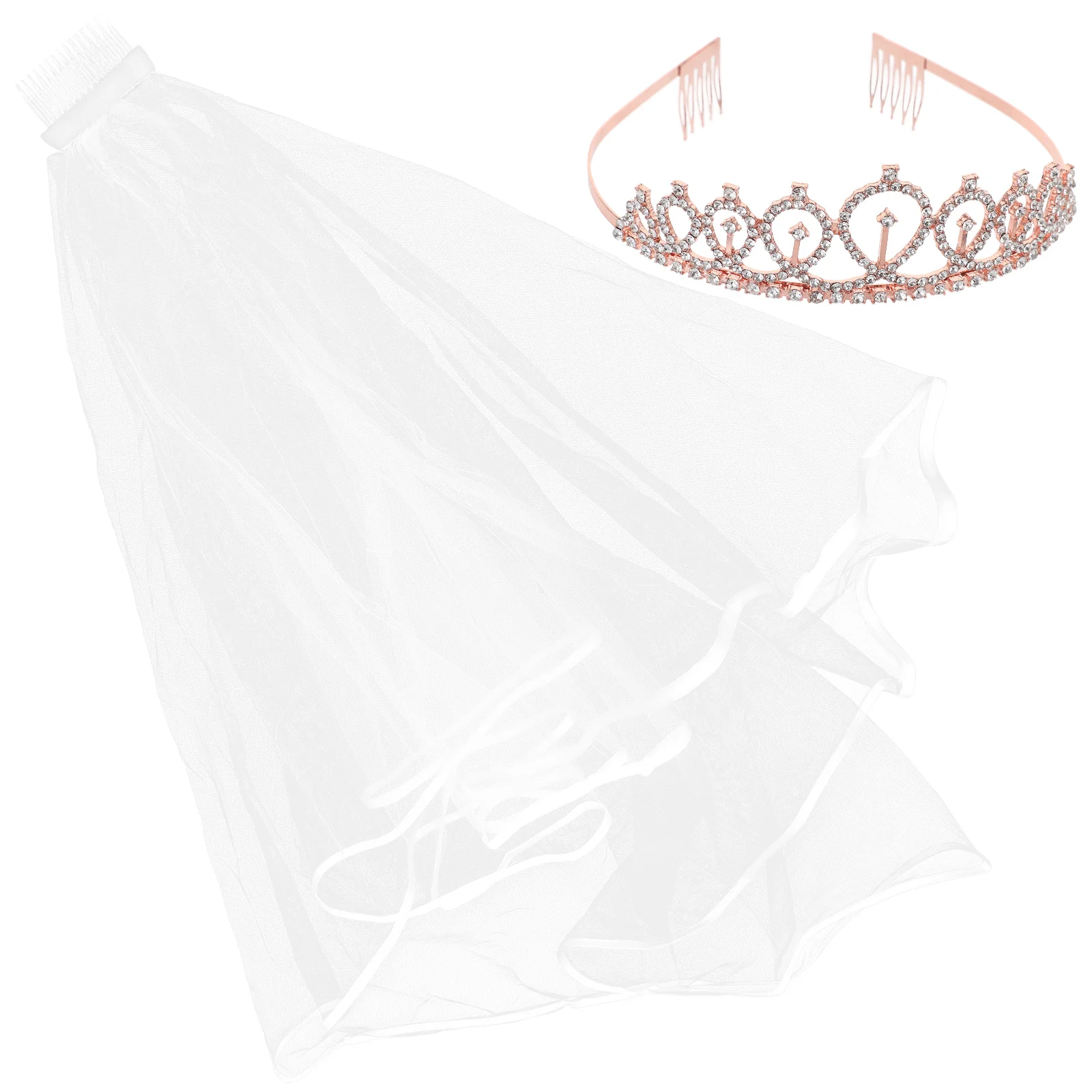 

2pcs Bridal Veil Crown Headband Wedding Accessories Elegant Headwear Bachelorette Birthday ArtPhotography