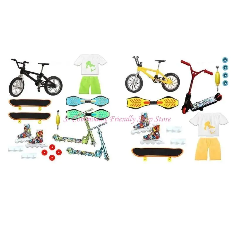 85AE Finger Skateboard Set Finger Roller Skates Finger Scooter Finger Scooter Mini Skateboards Finger Bike Finger Swing Board