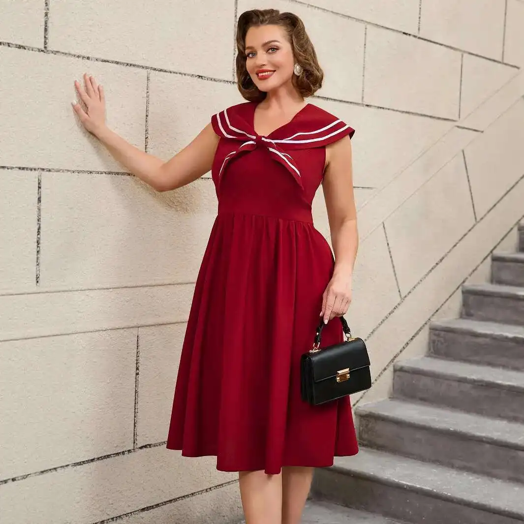 

050227 Am Plus Size Sleeveless A-line Dress Elegant and Graceful for Banquet Party Dress Summer Dress Robe Vestido Women Elegant