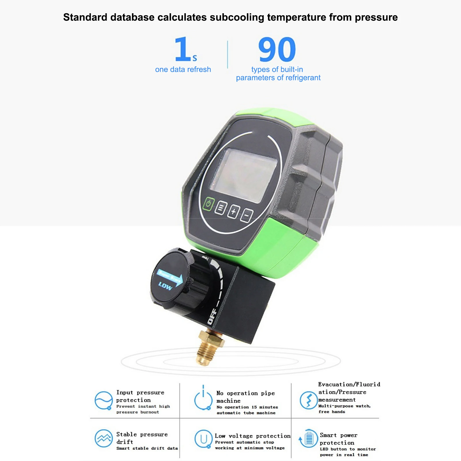 Digital Manifold Gauge Refrigeration Vacuum Pressure Temperature Leakage Tester Diagnostic Tool for Car Air Conditioning