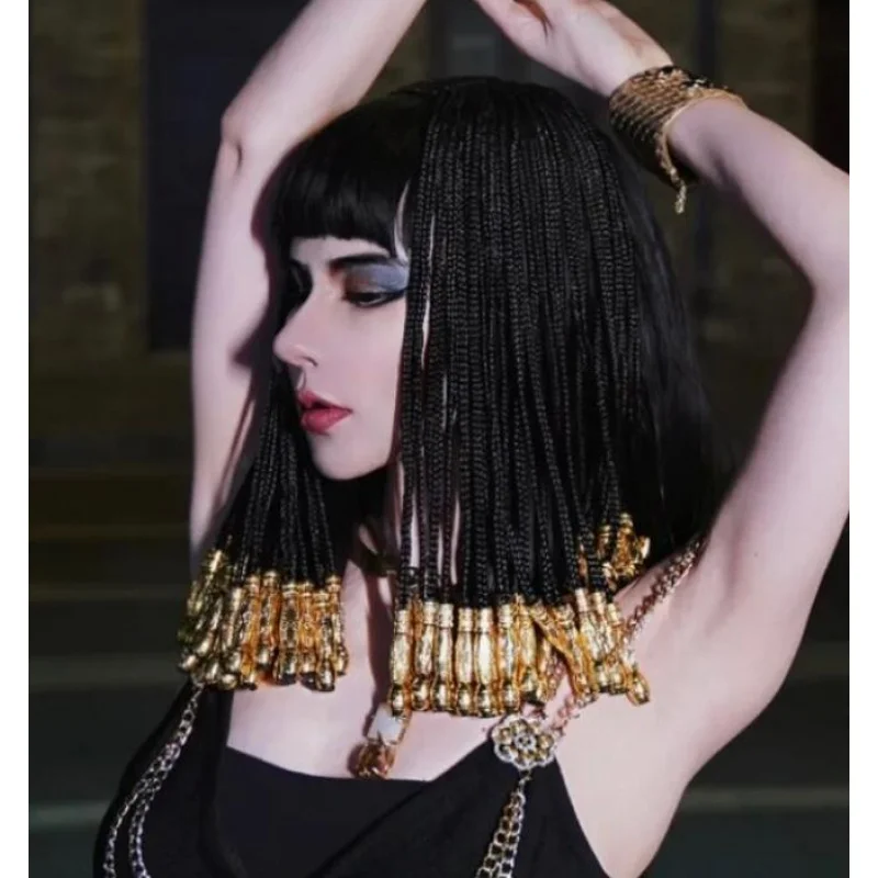 

Cleopatra Cosplay Wig Women Headwear Dreadlos Hair Dance Bla