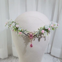 V Shaped Pastoral Flower Crown Women Hair Accessories Wedding Head Wear Crown Headband Hat Decoration Girls Floral Garlands