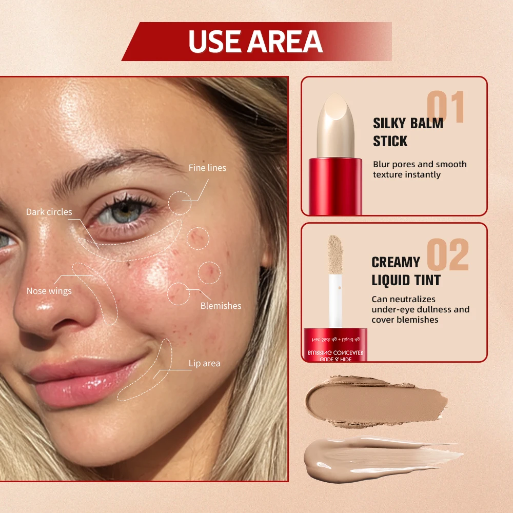 Correcteur 2 en 1, bâton flou, hydratation, couverture lisse et longue durée, dissimule les imperfections, les cernes, liquide, cosmétiques