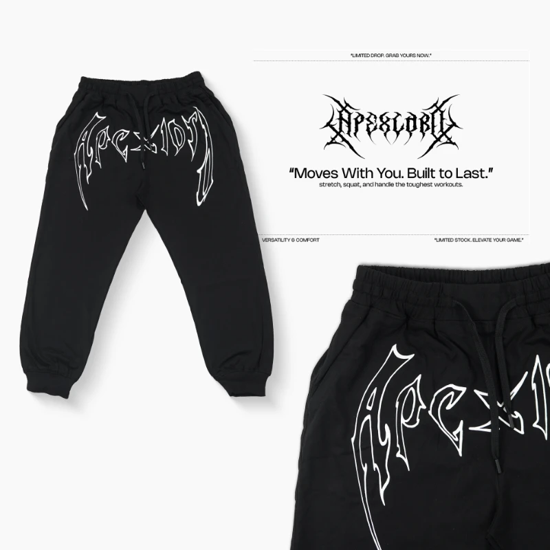 

Fitness Sports High Street Harajuku Y2K Men Women 25 New Loose Fit Dragon Soul Dark Trendy Streetwear Casual Joggers Trousers