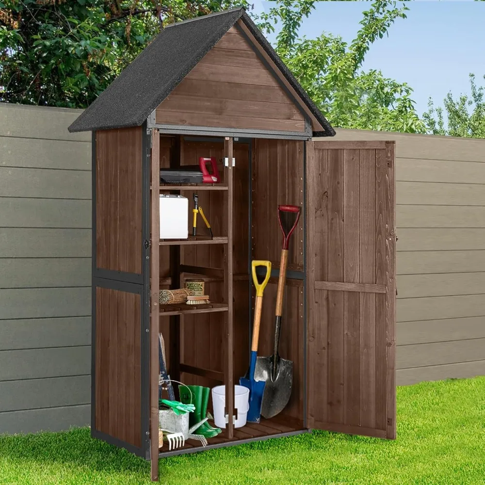 

Sheds Outdoor Storage,Garden Shed with Metal Frame Structure and Adjustable Shelves,Large Capacity Storage Tool Cabinet Box