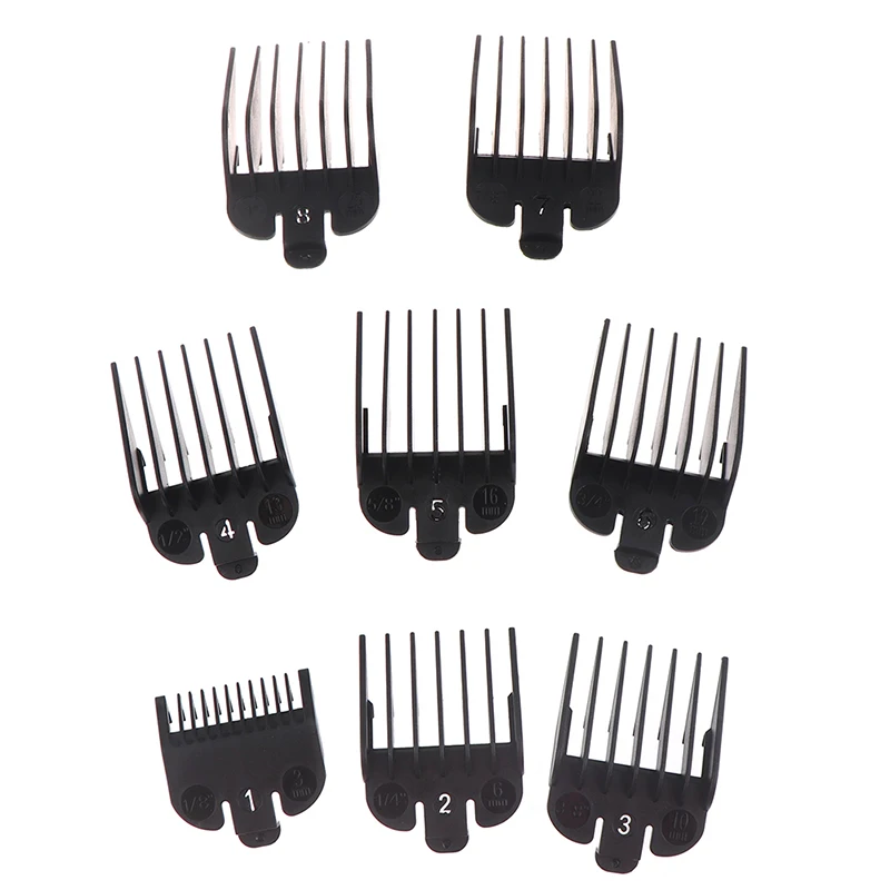 8pcs Barber Styling Comb Sets Clipper Hair Limit Comb Trimmer Attachment Black