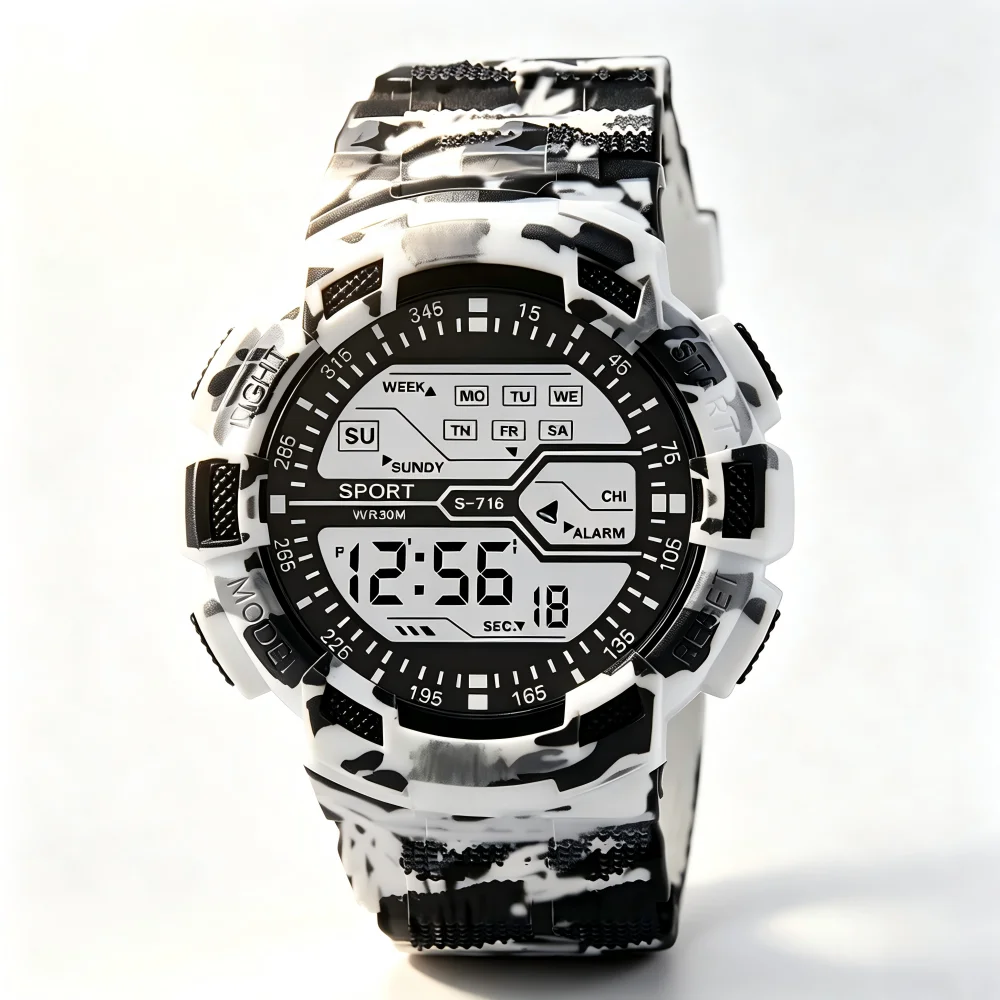 Sports Digital Electronic Watch 55mm Large Dial Sport Watch Outdoor Multifunction Watches Clock for Men Teen Student