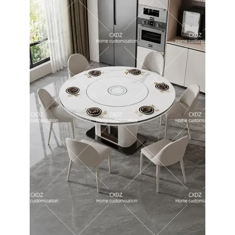 2026 New Rock Slab Multi Functional Dining Table Household Light Luxury Retractable Square And Round Dual Purpose Embedded