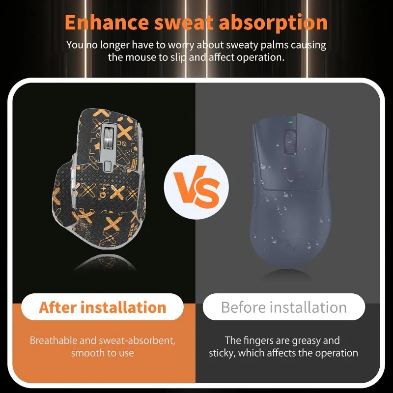 

For Logitech MX Master 3S Mouse， Sweat-Proof Anti-Slip Sticker Kit， Wear-Resistant Foot Pads with Cleaning Accessory