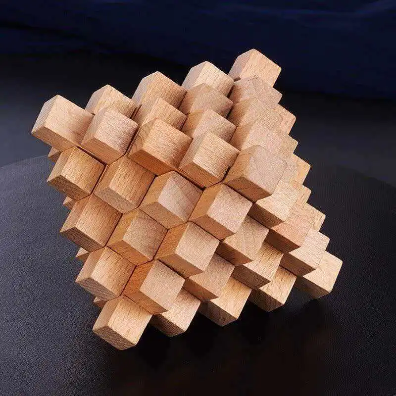 Difficult LuBan Lock Pineapple Shaped Wooden Brain Teaser Puzzles For Kids Adults Educational Mind Toys IQ Challenge Gifts view 3