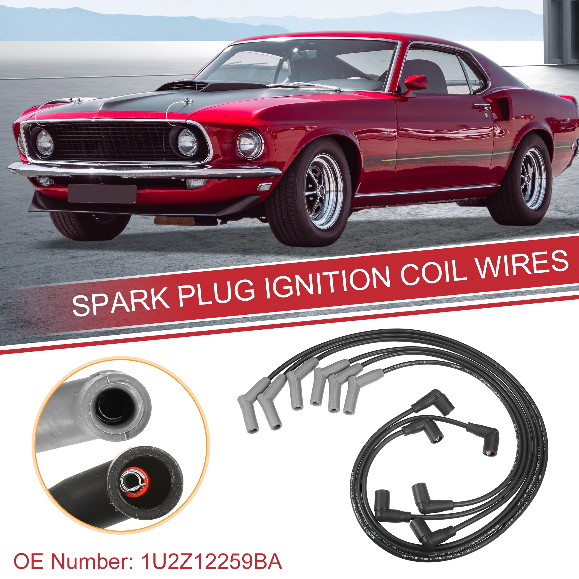 

UXCELL 6 шт. автомобильные провода катушки свечи зажигания, жгут проводов катушки зажигания 7 мм для Ford для Mustang 2001-2004 V6 3,8L 3,9L 1U2Z12259BA