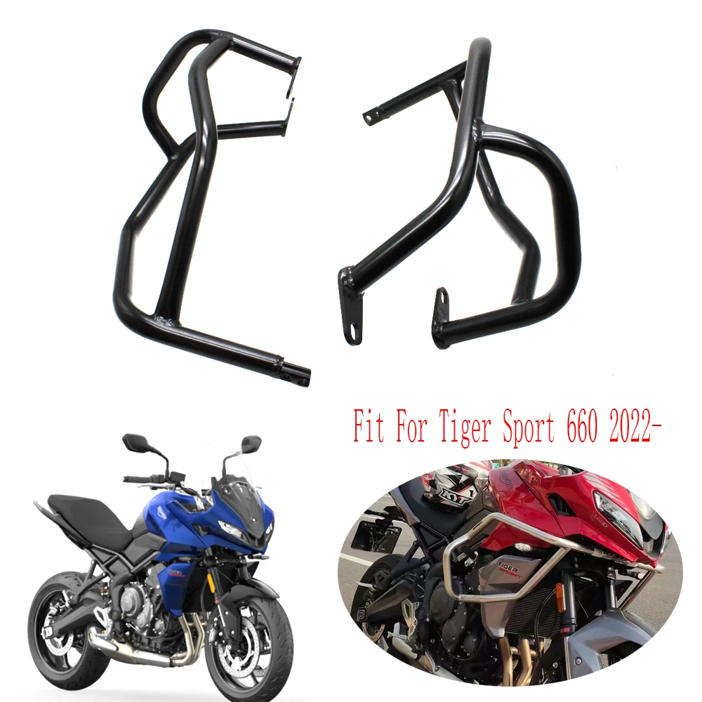 

New Bumper Upper Crash Bar Extensions Fit For tiger 660 Tiger Sport660 Tiger660 2022 2023 Stainless Engine Guard Holder Motorcyc