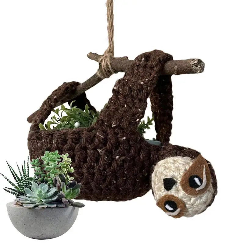 

Woven Planter Basket Hand Crochet Indoor Plant Hanger Succulent Hangers Bohemian Style Indoor Outdoor Flower Pot Holder For