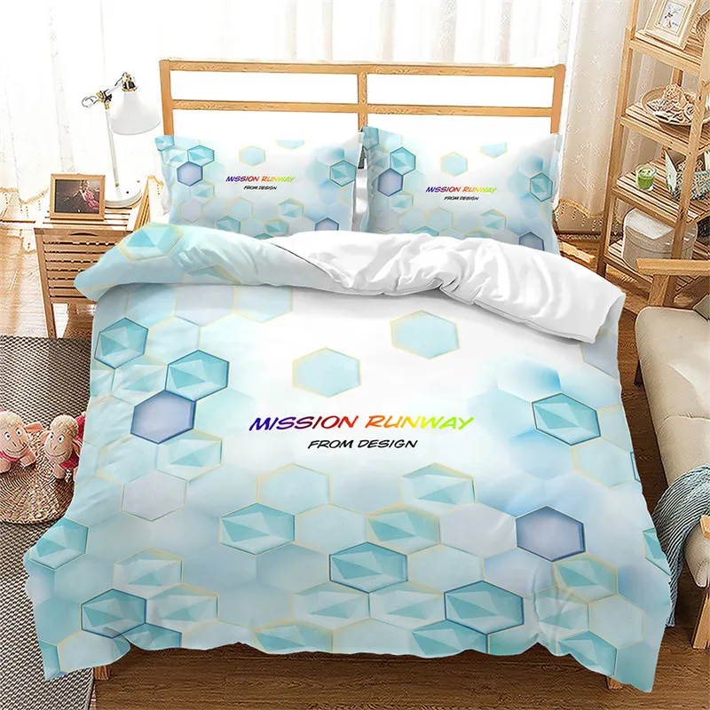 

Geometric Duvet Cover Microfiber 3D Honeycomb Comforter Cover Soft Stripe Plaid Bedding Set Queen King For Boys Girls Teen Decor