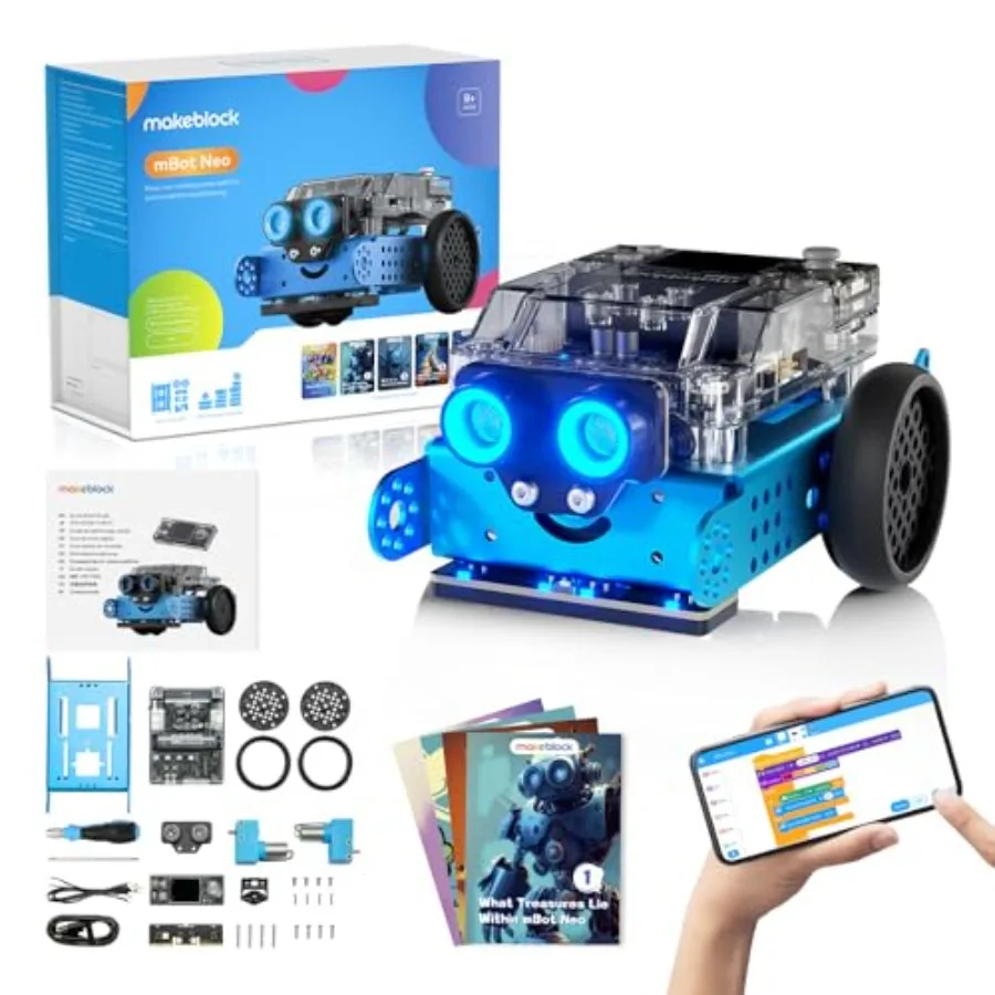 

mBot2 Coding Robot for : STEM Robotics Kit for Ages 8-14 ABS Plastic Body Blue-Black Color Scratch Python Support Buildable Edu