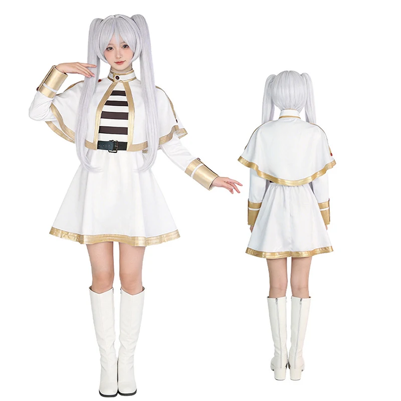 

Anime Frieren Cosplay Costume Dress Women Adults Halloween Witch Costume Cartoon Figures Magician Dress Elf Ear Accessory Party