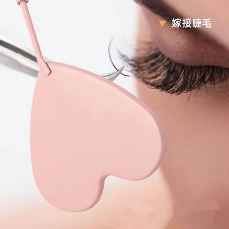 Multifunction Eyelash Mirror Heart Shape Magnifying Beauty Long Handle Mirror For Checking False Eyelashes Extension Supplies