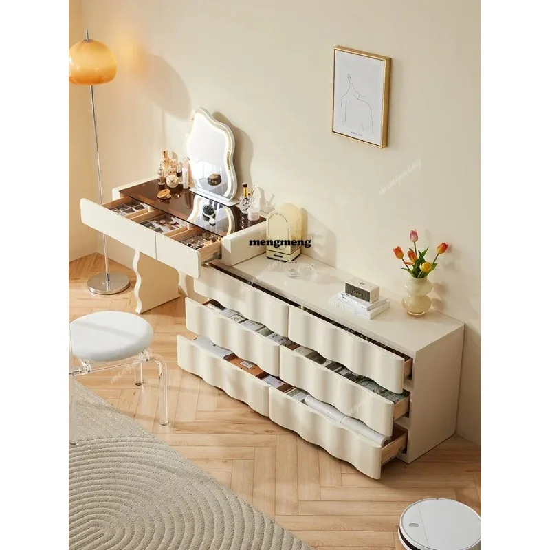 Long lasting dressing table, bucket cabinet, L-shaped corner dressing table, glass surface, bedroom storage cabinet, high-end