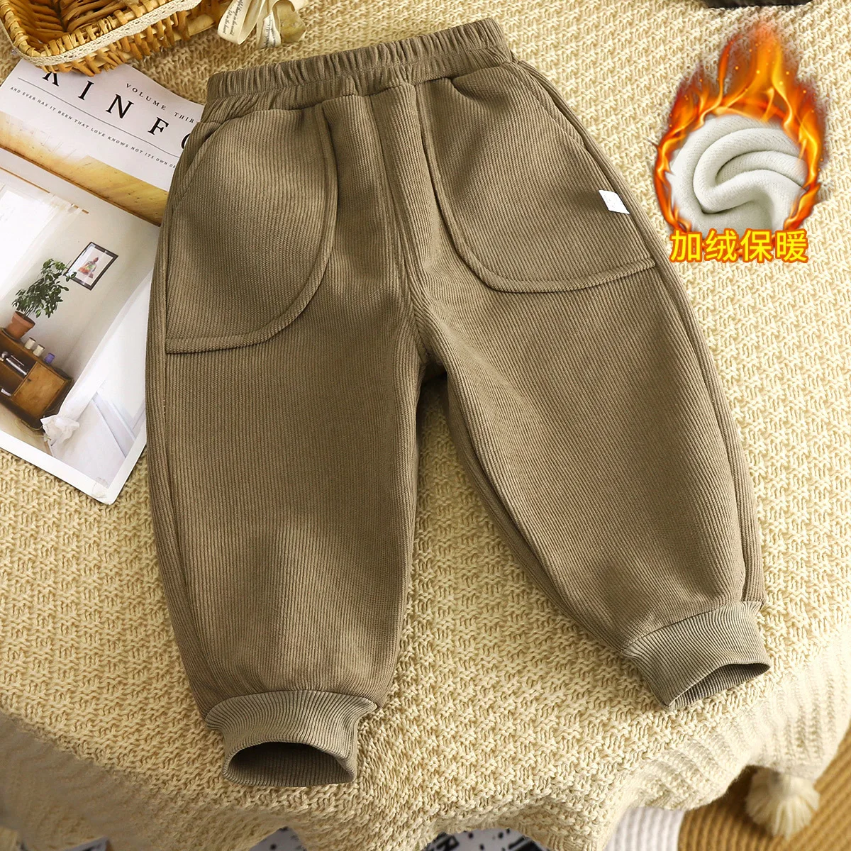 New Autumn Winter Girls Boys Sports Pants Baby Thickened Fleece Warm Pants Children Soft Casual Back-to-school Students Kids